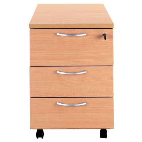 Mobile Filing Cabinet - 2-3 Lockable Drawers - Beech Wood - Manutan UK Mobile Filing Cabinet - 2-3 Lockable Drawers - Beech Wood - Manutan UK