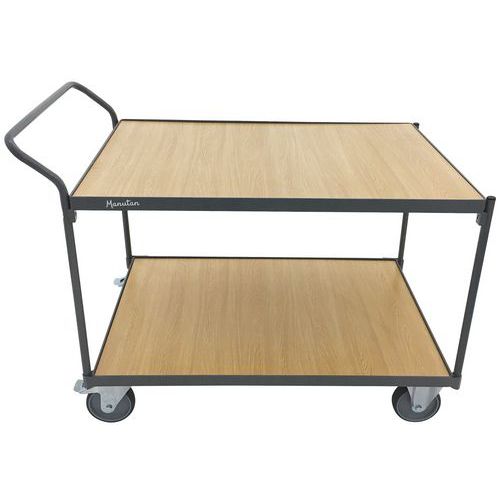 Wooden Shelf Trolley - 2 Shelves - 250kg Load - Heavy Duty - Manutan