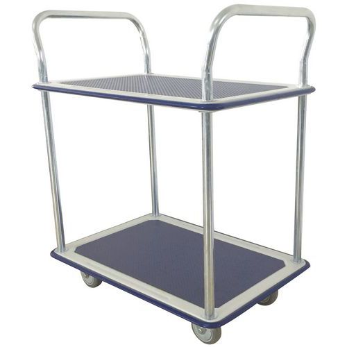 Steel Tray Trolley - 2 Anti Slip Shelves - 200kg Capacity - Manutan Steel Tray Trolley - 2 Anti Slip Shelves - 200kg Capacity - Manutan