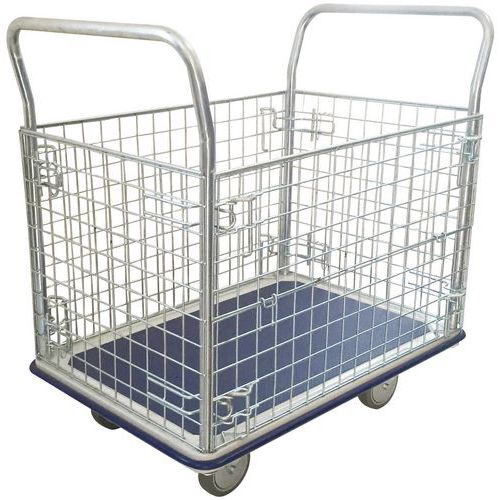 Platform Truck/Trolley - 4 Removable Mesh Sides - 300kg Load - Manutan Platform Truck/Trolley - 4 Removable Mesh Sides - 300kg Load - Manutan