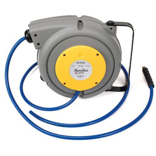 Mounted Retractable Hose Reel - Toughened Case - Air & Water - Manutan
