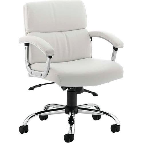 White Executive Chair - Deep Bonded Leather & Ergonomic Fixed Arms