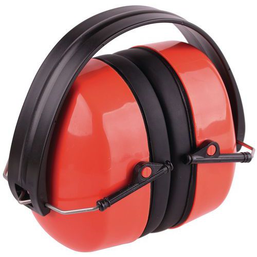 Folding Ear Defenders - Black & Red Earmuffs - Manutan UK Folding Ear Defenders - Black & Red Earmuffs - Manutan UK