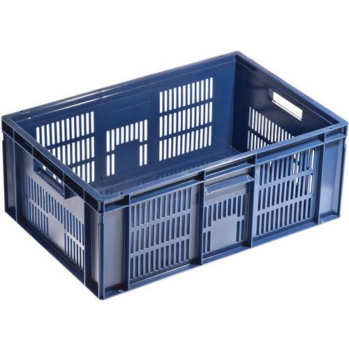Euro Stacking Container - Ventilated Sides & Solid Base - Manutan UK