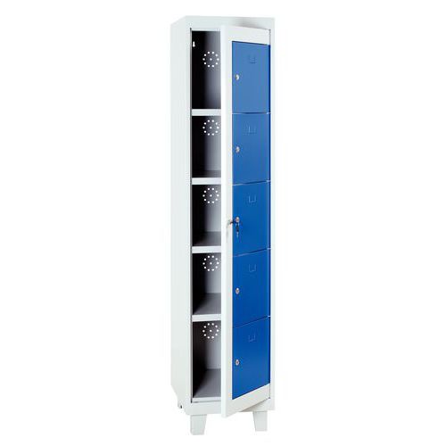 Garment Dispensing Metal Laundry Lockers - Raised - 5 Doors - Manutan