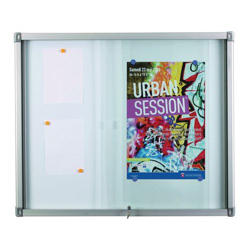 Internal leaf-design bulletin board - Aluminium back - Safety glass door