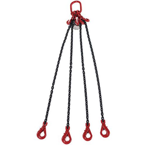 Chain Lifting Slings With Safety Hooks - 2360kg Load - 4 Leg - Manutan Expert
