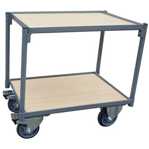 Wooden-shelf container trolley - Capacity 250 kg - Manutan Wooden-shelf container trolley - Capacity 250 kg - Manutan