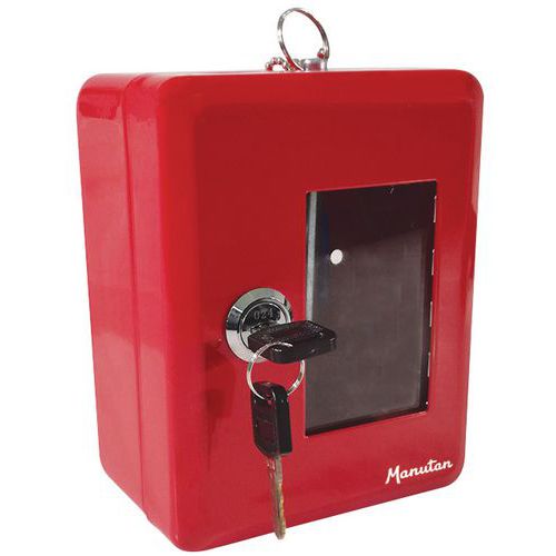 Emergency Key Box With Glass Panel & Hammer - Red - Manutan UK