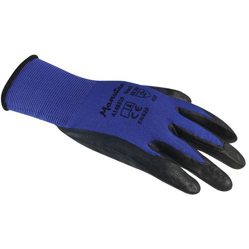 Size 10 Knitted Work Gloves - Nitrile Coat - Oil Resistant - Manutan Expert