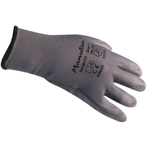 Grey Work Gloves - PVC Micro-Dot Grip - Light Duty - Manutan Expert