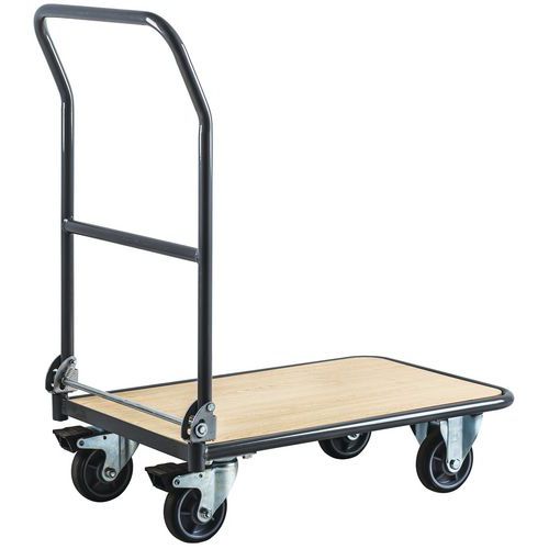 Steel trolley with fold-down back - Capacity 250 kg - Manutan Steel trolley with fold-down back - Capacity 250 kg - Manutan