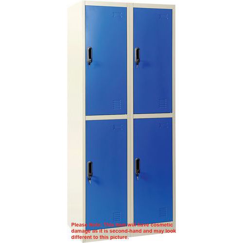 Used Metal Storage Locker Nest with 2 Columns 4 Doors & Hanging Rails