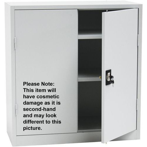 Used Grey Storage Cupboard 2 Shelves HxWxD 1060x1000x450mm Used Grey Storage Cupboard 2 Shelves HxWxD 1060x1000x450mm