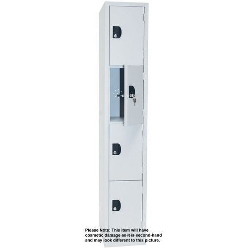 Used 4 Compartment Locker - Grey/Grey - Width 300 - Key lock Used 4 Compartment Locker - Grey/Grey - Width 300 - Key lock
