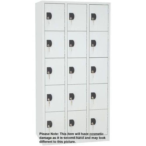 Used 15 Compartment Locker Grey/Grey - Width 900 - Key lock