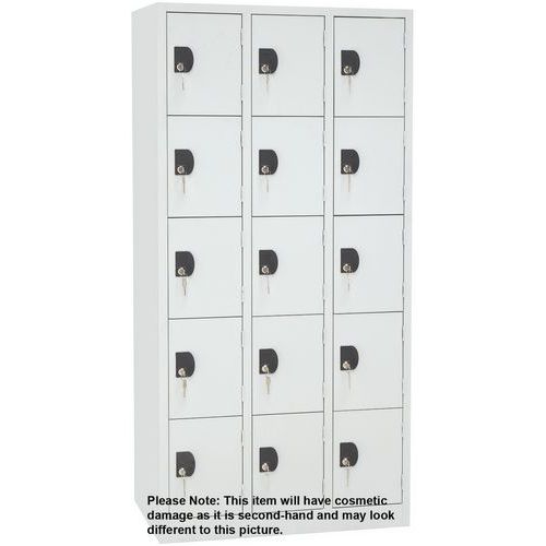 Used 15 Compartment Locker Grey/Grey - Width 900 - Key lock Used 15 Compartment Locker Grey/Grey - Width 900 - Key lock
