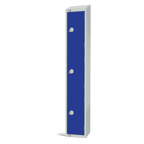 3-Door Metal Storage Lockers - Sloped Top - Antibacterial - Elite