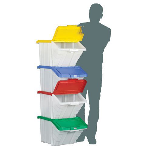 50L Containers with Coloured Lids - Pack of 4