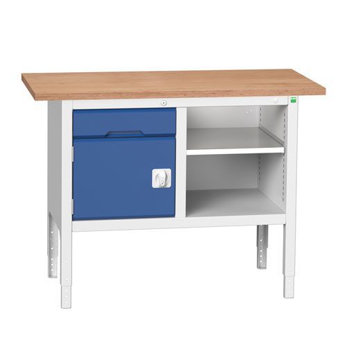 Bott Verso Adjustable Workbench With Shelf & Drawer 830-930x1250x600mm