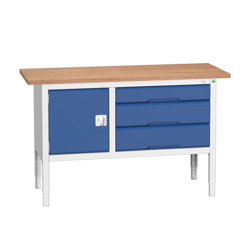 Bott Verso Adjustable Workbench With Cabinet & Drawers 830-930x1500x600mm