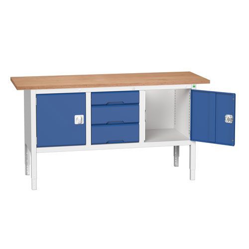Bott Verso Adjustable Workbench With Drawer & Cabinet 830-930x1750x600mm
