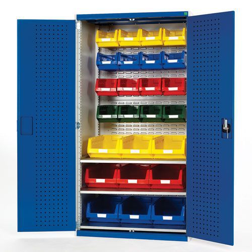 Bott Cubio Perfo Workshop Tool Storage Cabinet & 25 Bins 2000x1050mm
