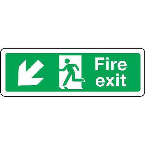 Fire Exit Sign - Arrow Down Left for Building Navigation and Safety