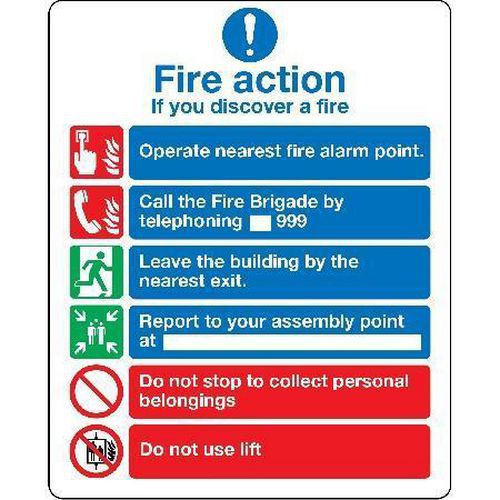 Fire Action Safety Sign - If You Discover Fire