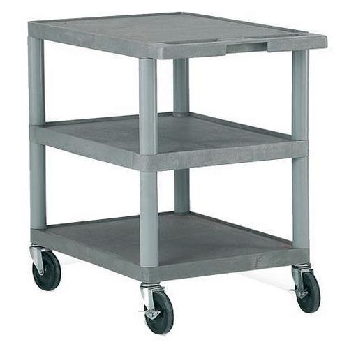Plastic Shelf Trolleys - 150kg Capacity - 3 Flat Shelves