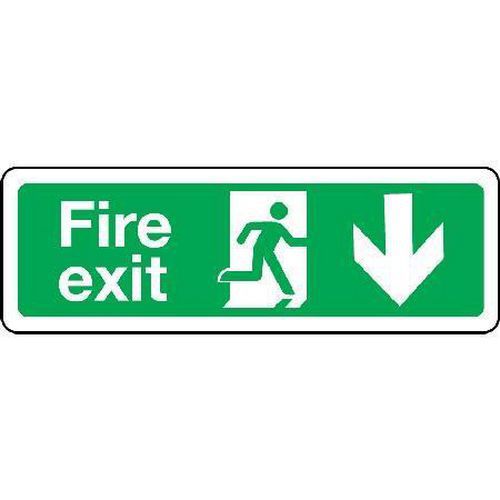 Fire Exit Sign - Arrow Down for Building Navigation and Safety