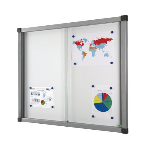 Cube indoor enclosed bulletin board - Aluminium board - Security glass door