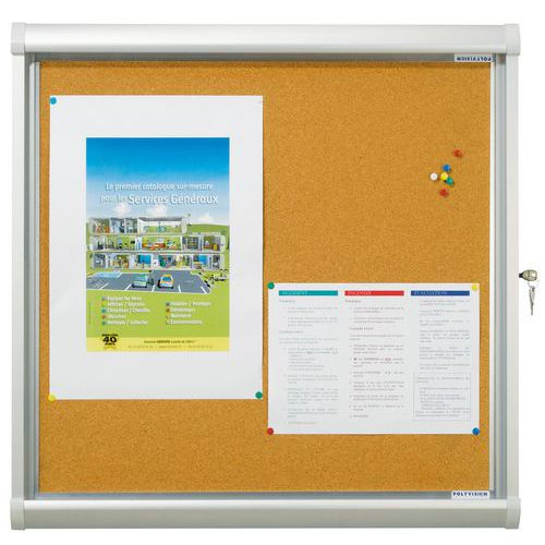 Stylish indoor enclosed bulletin board - Cork board - Safety-glass door