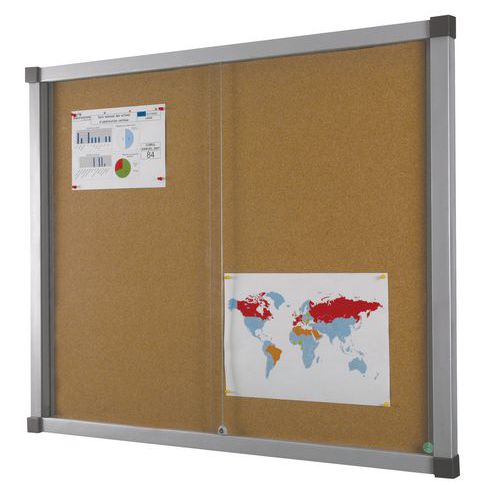 Cube enclosed bulletin board - Cork board - Safety glass door