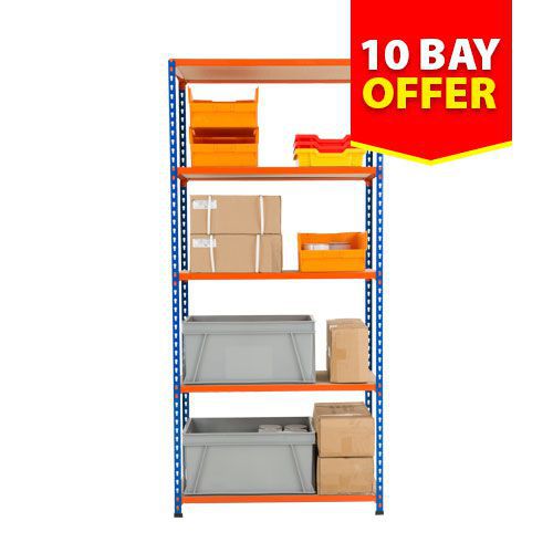 Rapid 2 Shelving - Ten Bay Offer - 5 Shelves per Bay - (1830h x 915w)