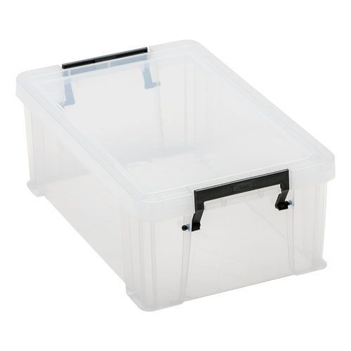 10 Litre Clear Plastic Storage Boxes - Clip Lock Lids - Manutan UK