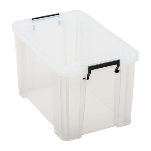 26 Litre Clear Plastic Storage Boxes - Clip Lock Lids - Manutan UK