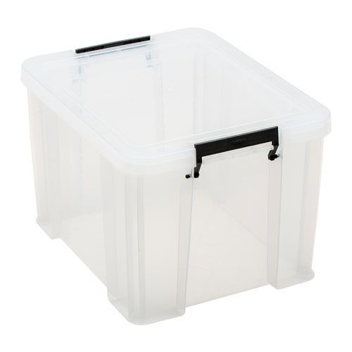 36 Litre Clear Plastic Storage Boxes - Clip Lock Lids - Manutan UK