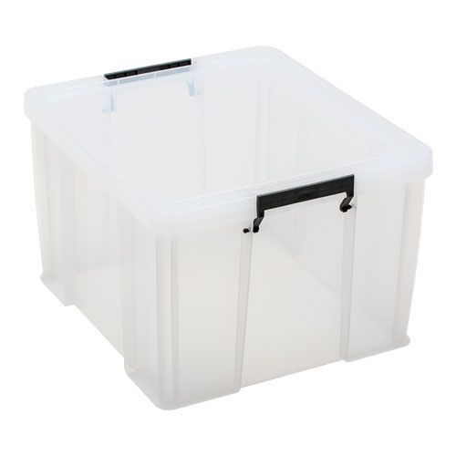 48 Litre Clear Plastic Storage Boxes - Clip Lock Lids - Manutan UK