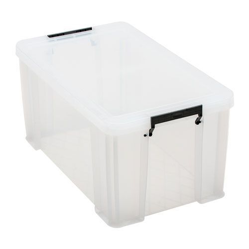 51 Litre Clear Plastic Storage Boxes - Clip Lock Lids - Manutan UK