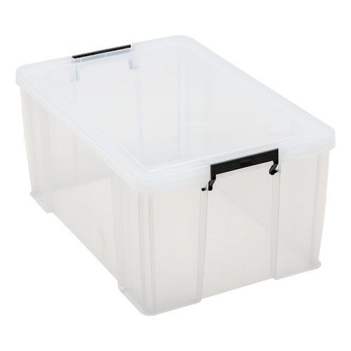 70 Litre Clear Plastic Storage Boxes - Clip Lock Lids - Manutan UK