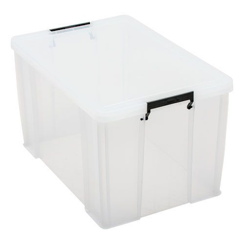 85 Litre Clear Plastic Storage Boxes - Clip Lock Lids - Manutan UK