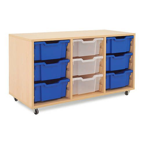 Mobile Melamine Storage Unit (635h x 1050w) Complete With 9 Deep Gratnells Trays