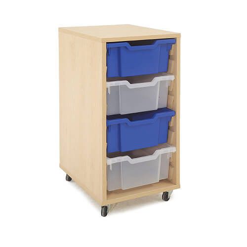 Mobile Melamine Storage Unit (754h x 350w) Complete With 4 Deep Gratnells Trays