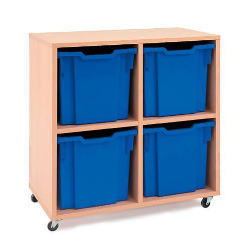 Mobile Melamine Storage Unit (754h x 690w) Complete With 4 Jumbo Gratnells Trays