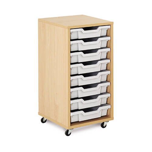 Mobile Melamine Storage Unit (750h x 350w) Complete With 8 Shallow Gratnells Trays