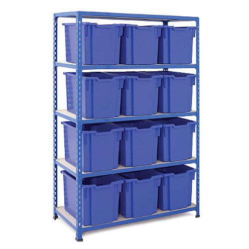 Rapid 2 (1600h x 1020w) Shelving Bay With 12 Jumbo Gratnells Trays