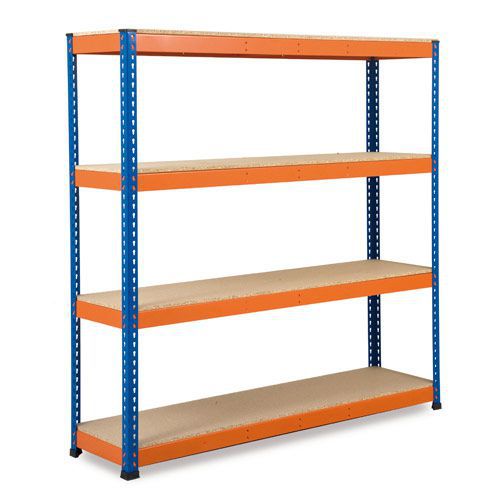 Rapid 1 Heavy Duty Shelving (1830h x 1830w) Blue & Orange - 4 Chipboard Shelves