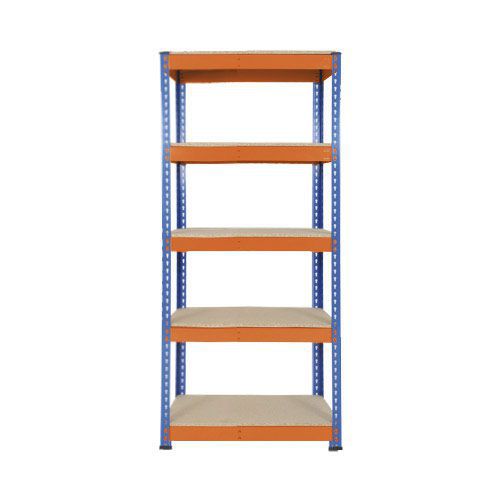 Rapid 1 Heavy Duty Shelving (1980h x 915w) Blue & Orange - 5 Chipboard Shelves