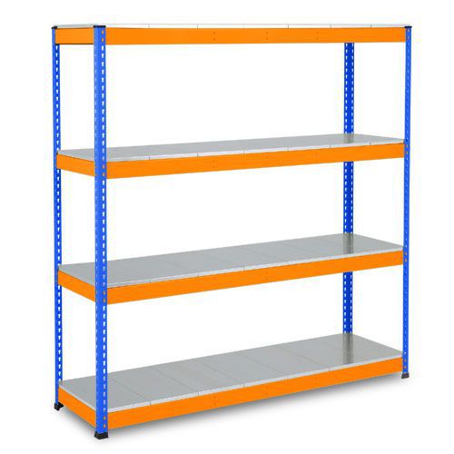 Rapid 1 Heavy Duty Shelving (1980h x 1220w) Blue & Orange - 5 Galvanized Shelves